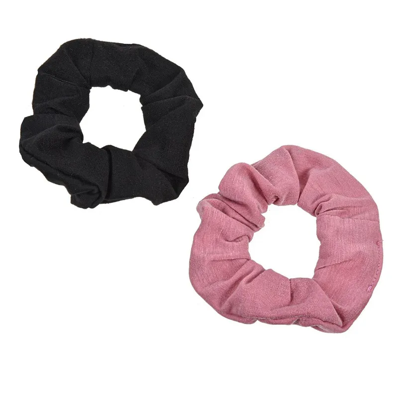 Elastice de par textile, Set 2 buc, Negru si Roz