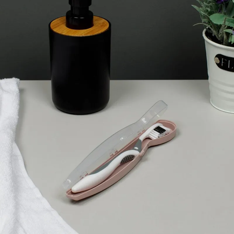 Husa pentru periuța de dinți de voiaj, plastic nude, 20.5 cm