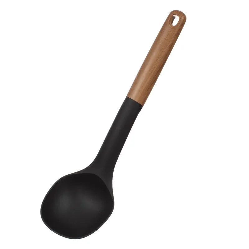 Lingură de Plastic Termorezistent pentru Supă cu Maner din Lemn