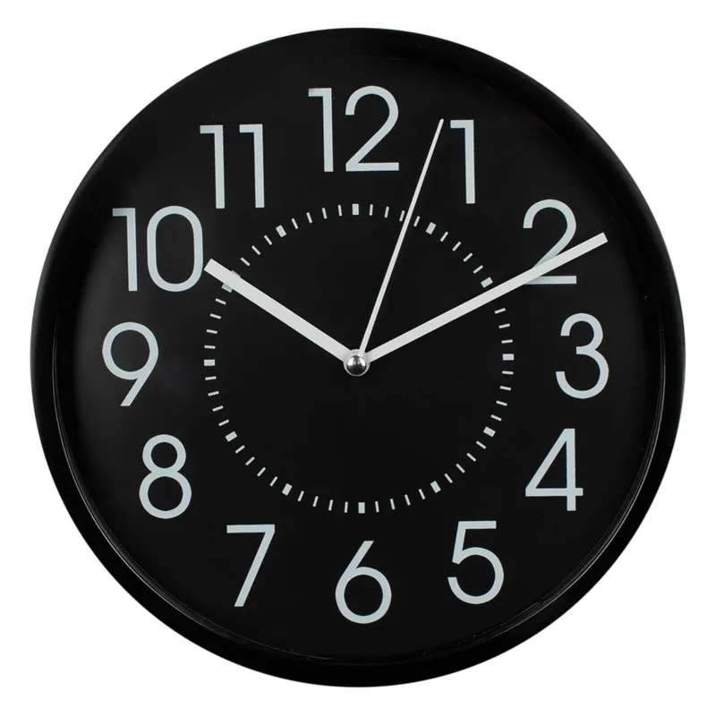 Ceas de perete mat negru Ø20cm – Stil modern și funcționalitate