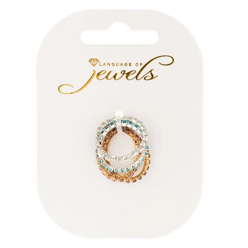 Set de 4 Inele Verighete Aurie Argintie cu Strass
