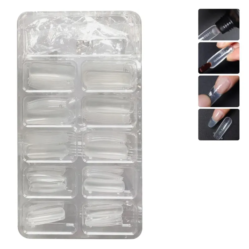 Set de 100 Forme Tipsuri Reutilizabile Acrygel și Cleme pentru Extensii a Unghii