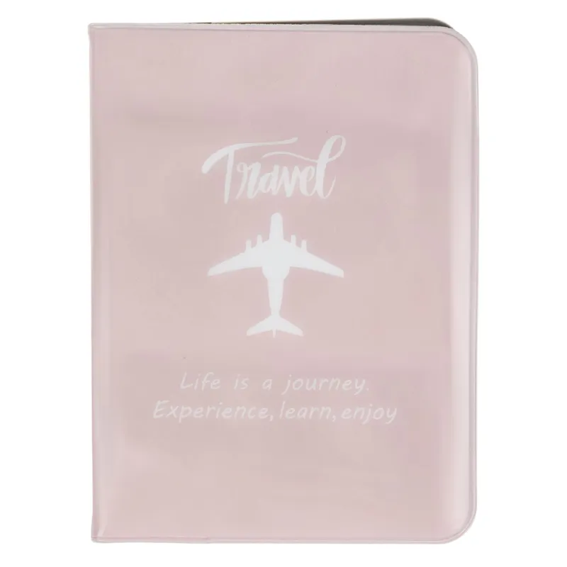Husă de pașaport roz cu design Travel și protecție împotriva apei