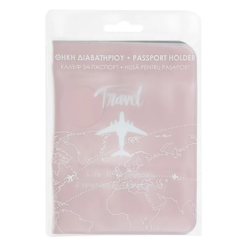 Husă de pașaport roz cu design Travel și protecție împotriva apei – poza 4