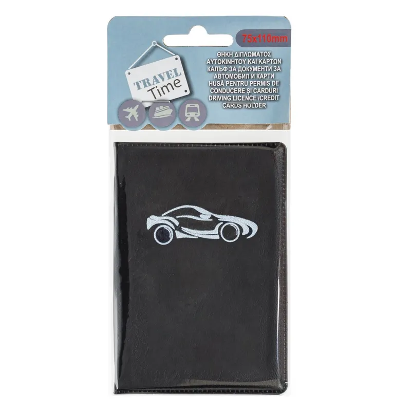 Husă neagră pentru permis de conducere și carduri, 7.5x11 cm – poza 4