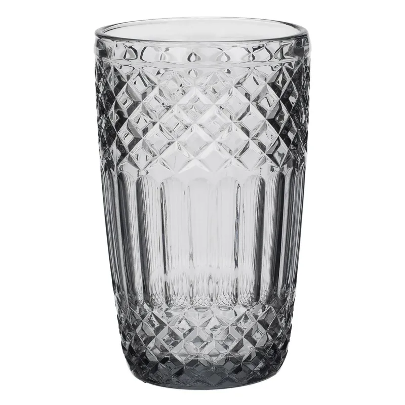 Pahar din sticlă cu model reliefat, 380 ml, gri