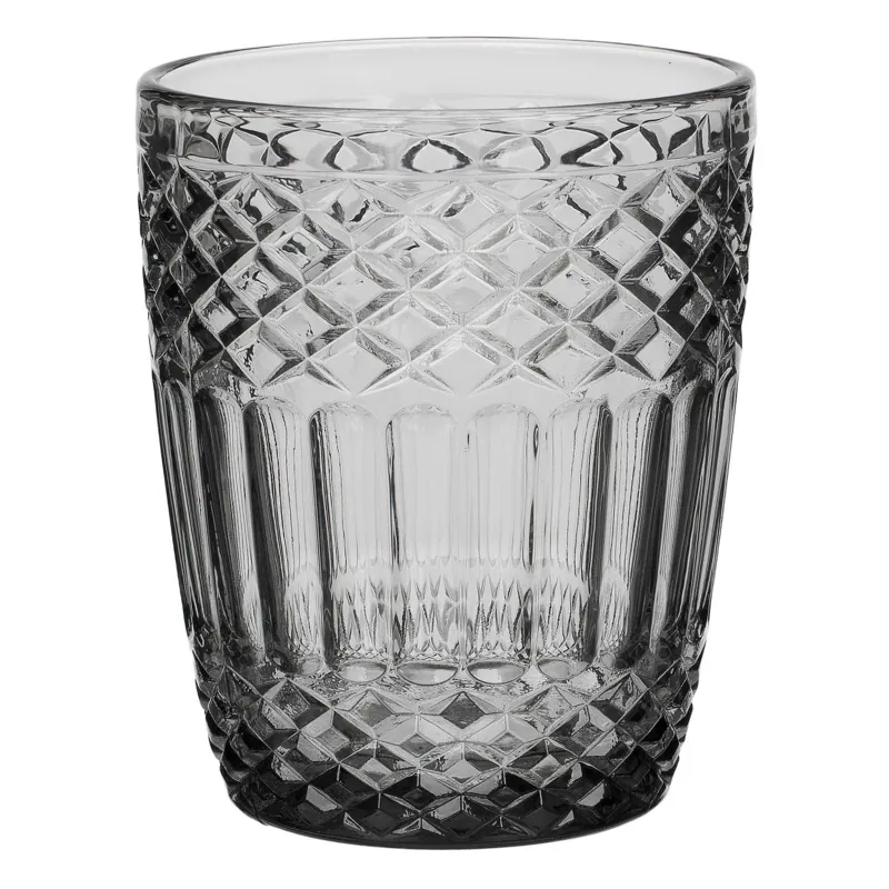 Pahar din sticlă gri cu model reliefat, 300ml