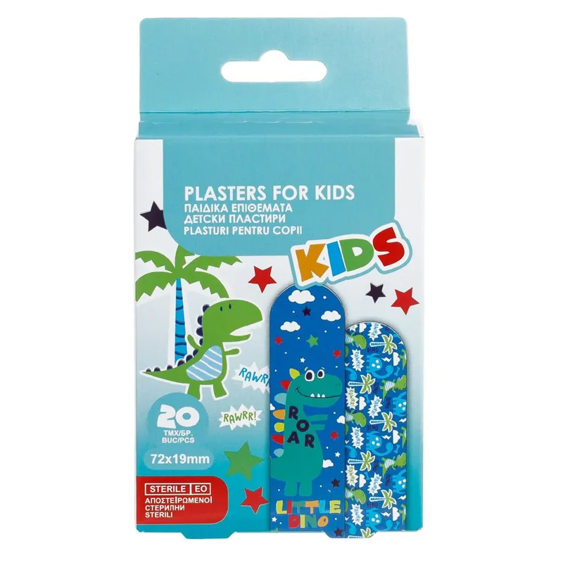 Plasturi pentru copii cu dinozauri, 20 buc, 72x19mm
