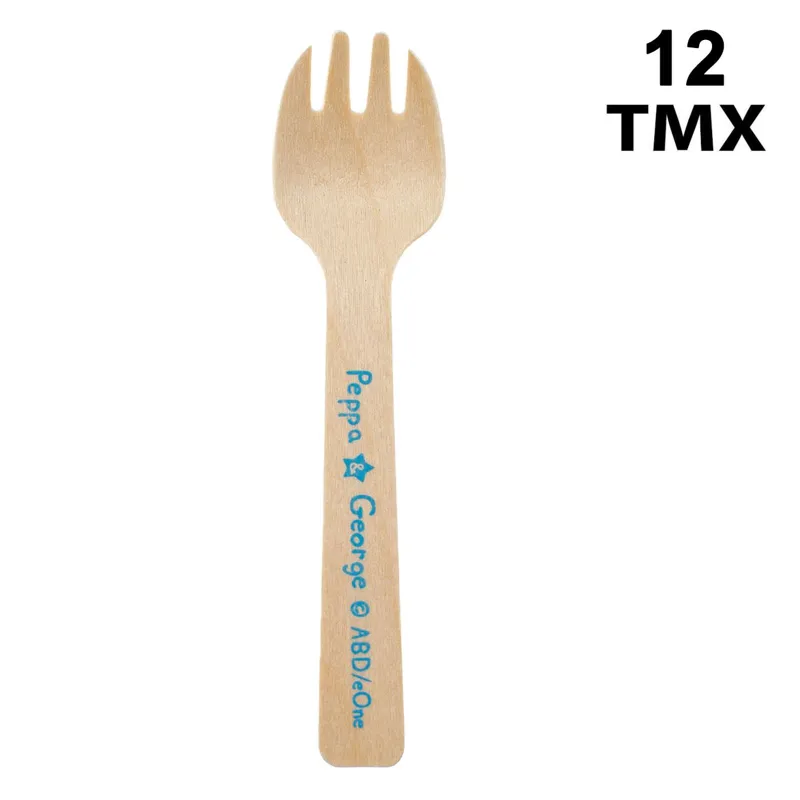 Furculite din Lemn pentru Petrecere, 12 buc, 11cm, Natural