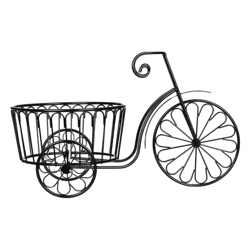 Suport ghiveci flori bicicleta metalic, negru, 35x18x22 cm