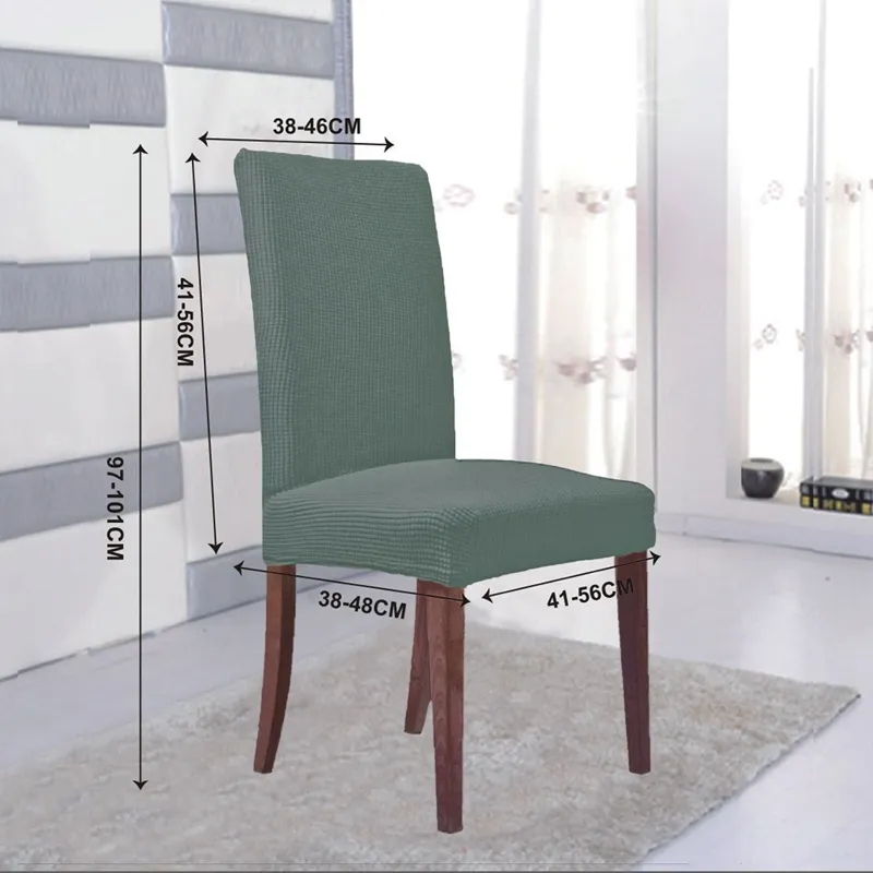 Husa decorativa elastică pentru scaun verde menta cu carouri în relief – poza 3