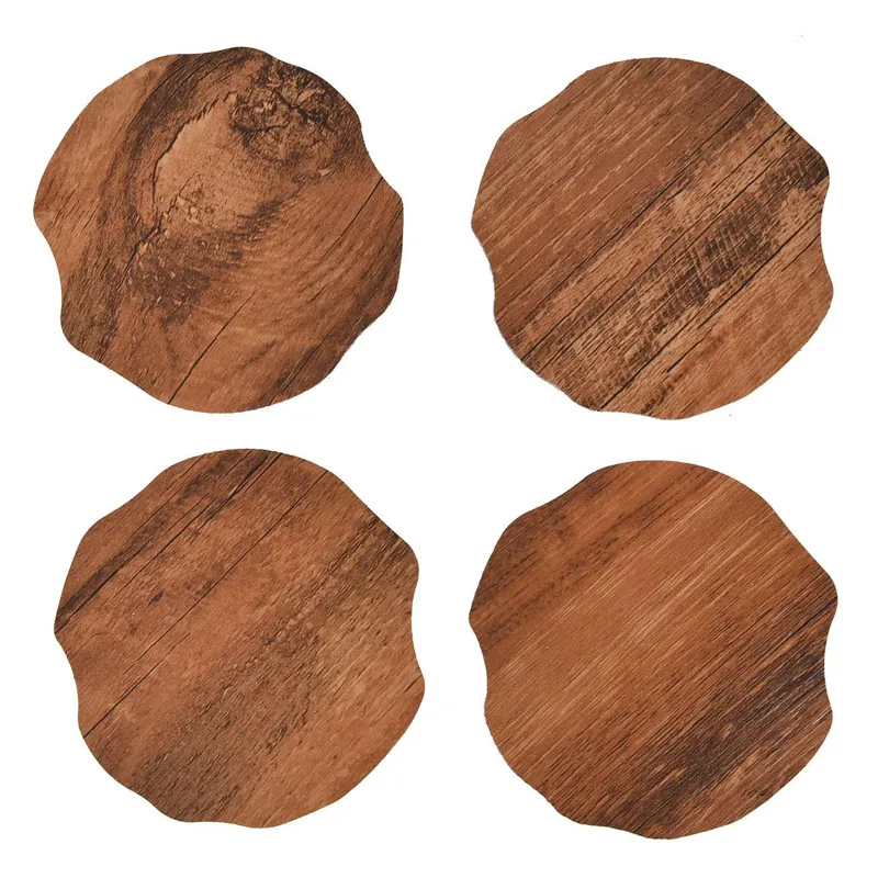 Suport Pahare din PVC, Set 4 buc, Maro, Model Buturugă, 10cm