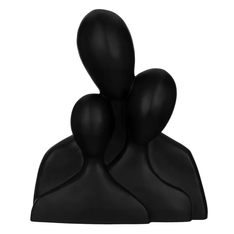 Statuie Decorativă Familie Neagră din Ceramică Mată
