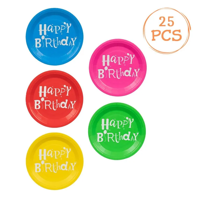 Set Farfurii de Petrecere Carton Happy Birthday Set 25 Bucăți