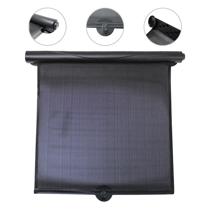 Parasolar auto lateral cu ventuze, 2 buc, 46x42.5 cm, negru