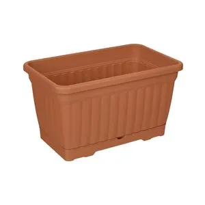 Jardiniera din Plastic cu Farfurie Integrata, Culoare Teracota, 6L