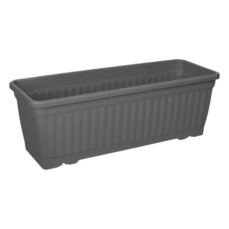 Jardinieră din Plastic cu Farfurie Integrată – Culoare Antracit