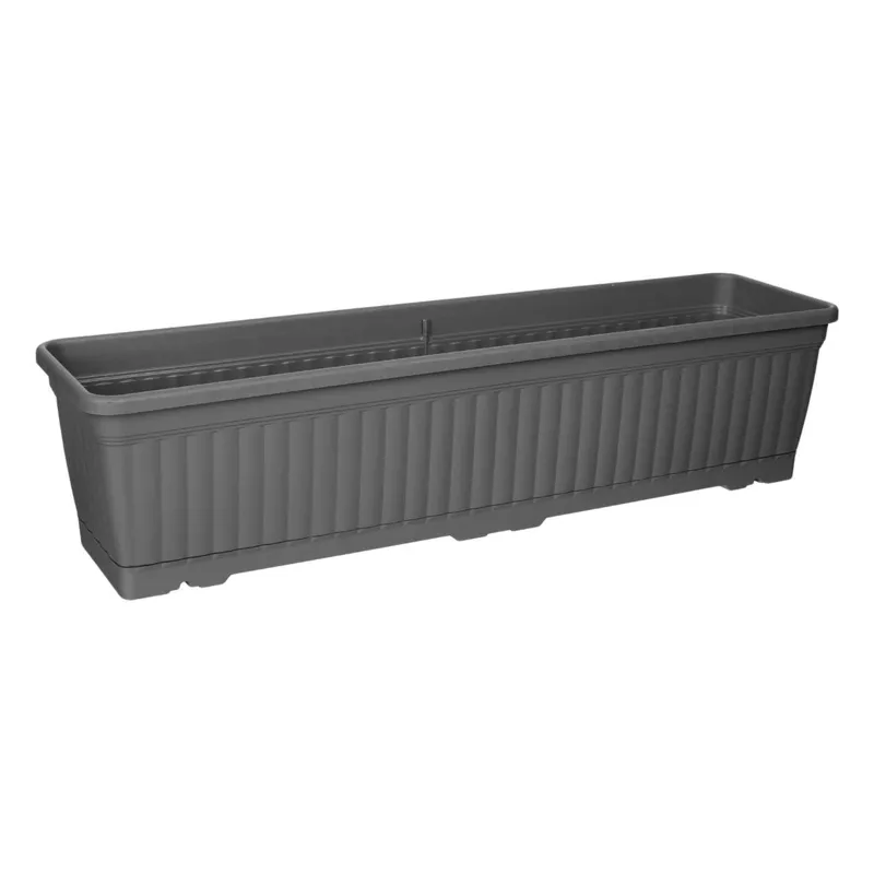 Jardinieră din plastic antracit cu farfurie integrată, 15L