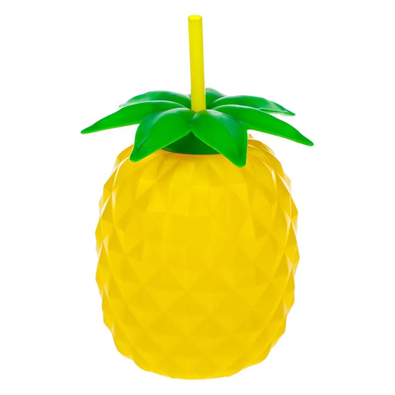 Pahar 3D Ananas din Plastic cu Pai - Design Unic și Sigur