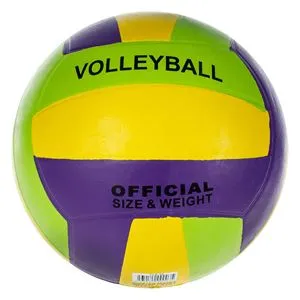 Minge de volei Nr. 5, tricoloră (verde lime, galben, mov)