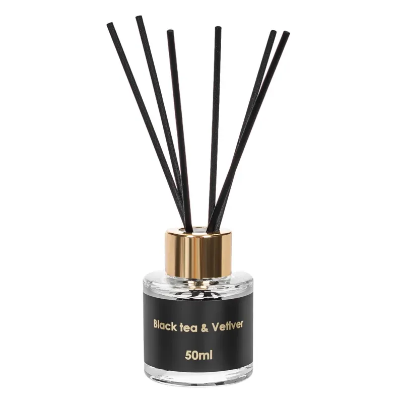 Odorizant de cameră cu ulei și bețișoare, Aromă Ceai Negru & Vetiver, 50ml