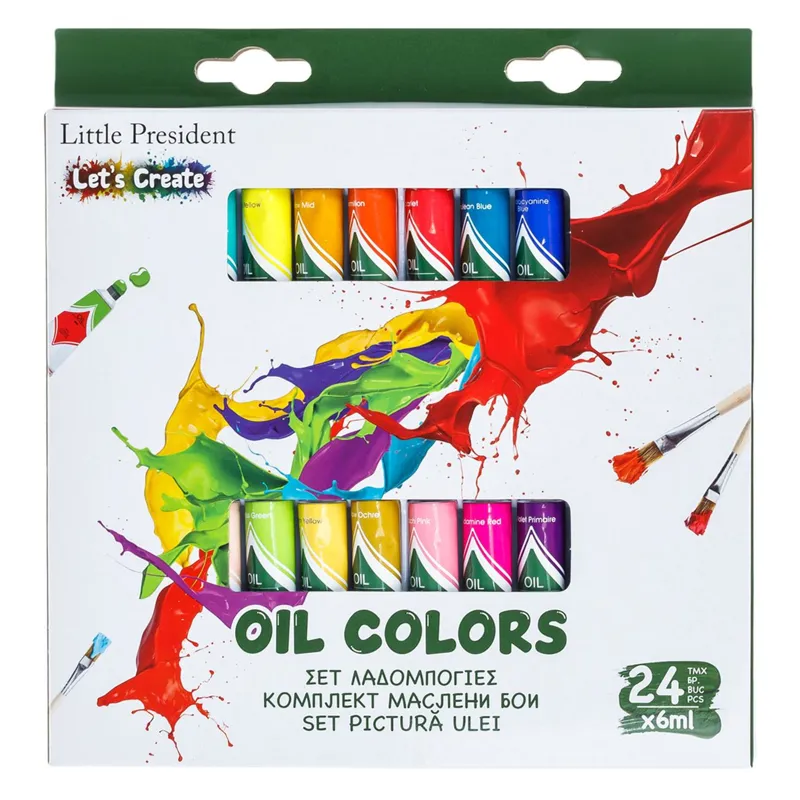Set 24 culori ulei 6ml, solubile în apă, pentru diverse suprafețe