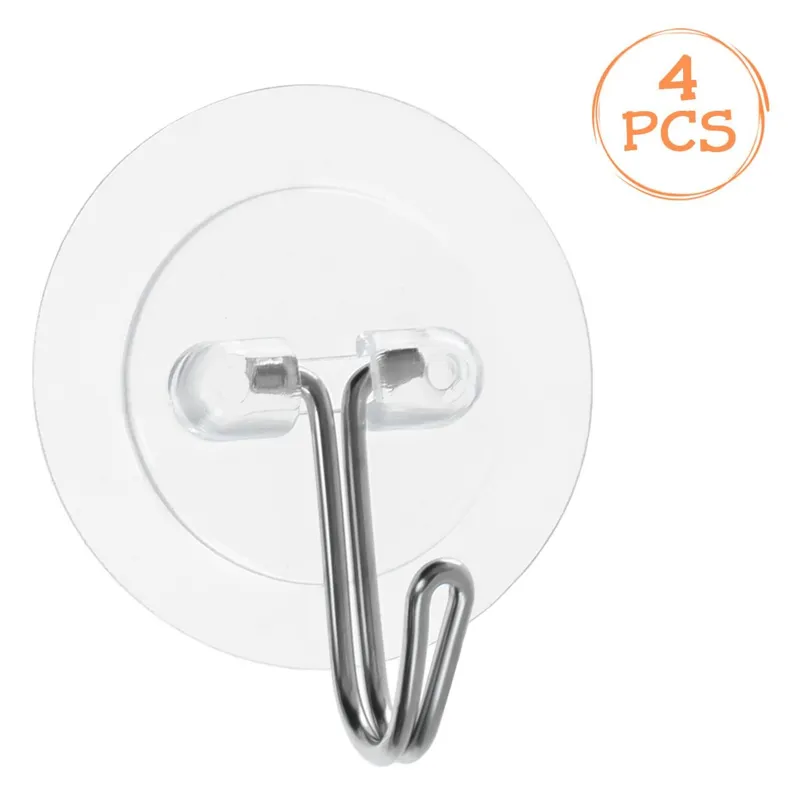 Cârlige autocolante transparente pentru organizare spațiu capacitate 1,5kg set 4