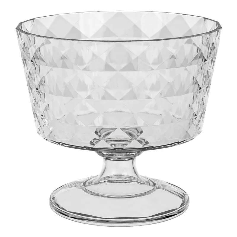 Bol pentru inghetata cu picior, 450 ml, transparent, model diamant