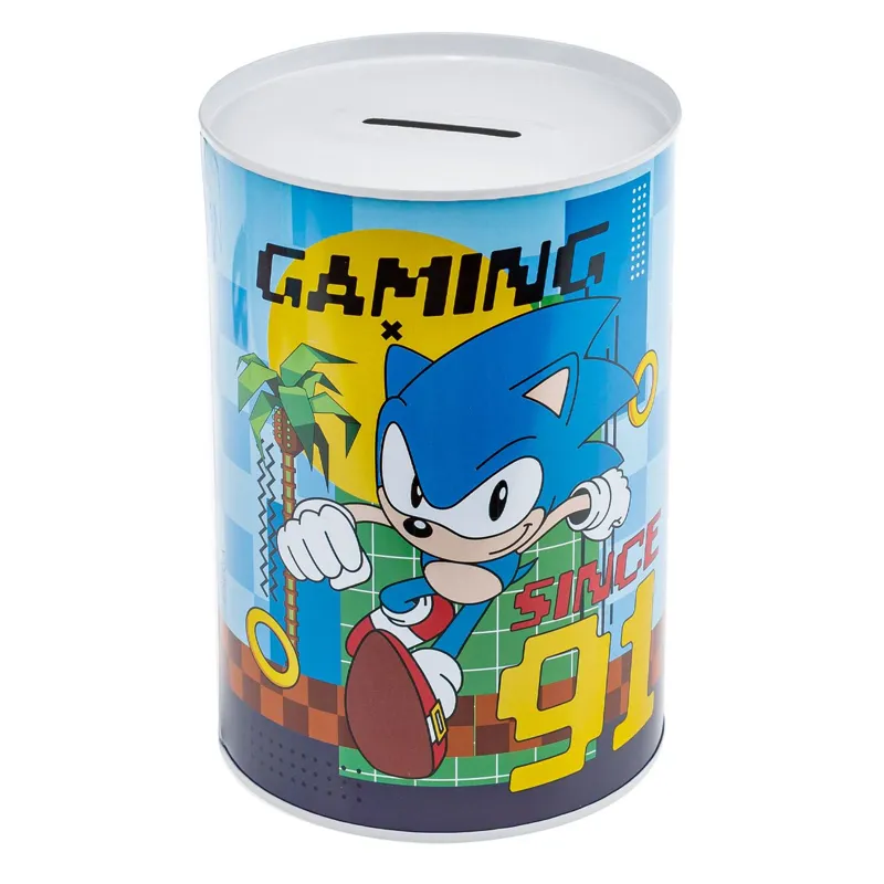 Pusculită metalică multicoloră pentru copii, model Sonic
