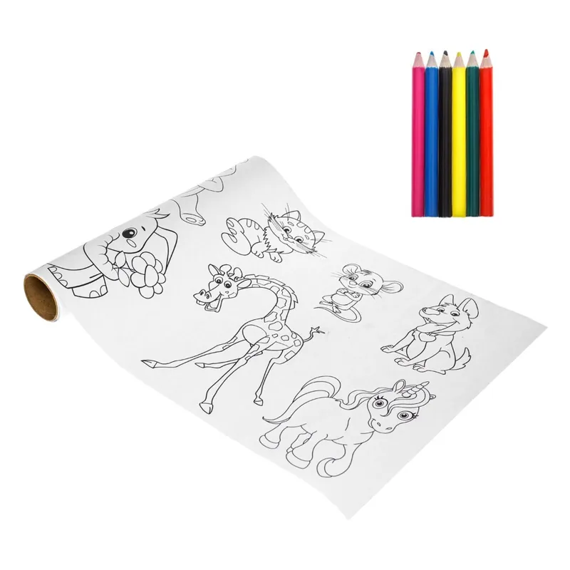Set de colorat cu rolă și creioane colorate mini pentru copii
