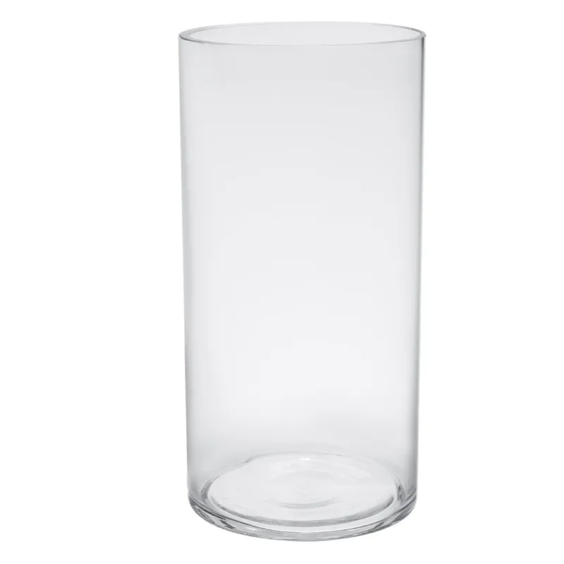 Vază decorativă cilindrică din sticlă transparentă, Ø15x30cm