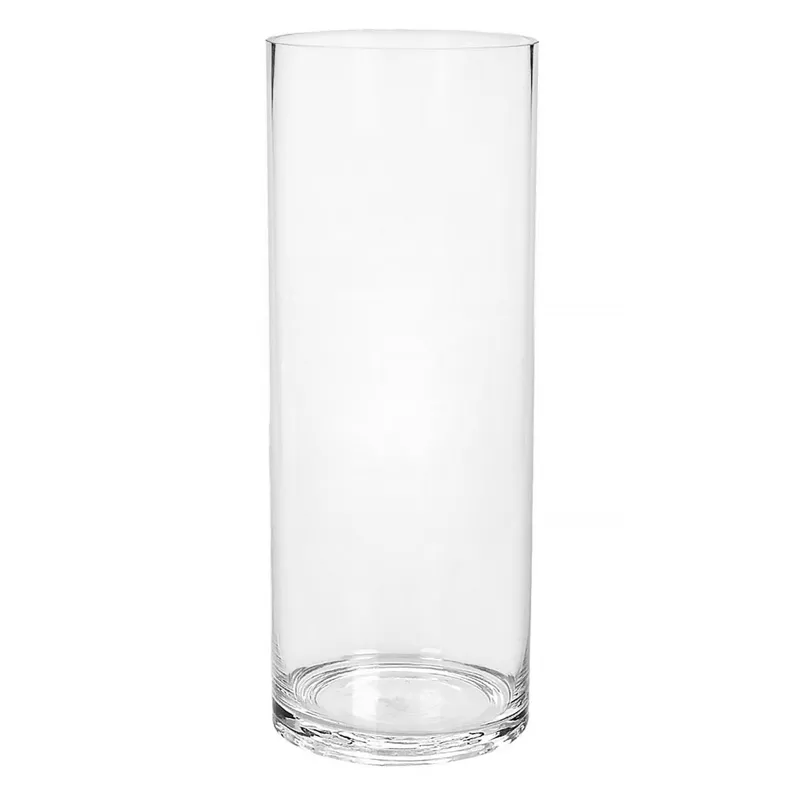Vază decorativă cilindrică din sticlă transparentă, Ø15x40cm