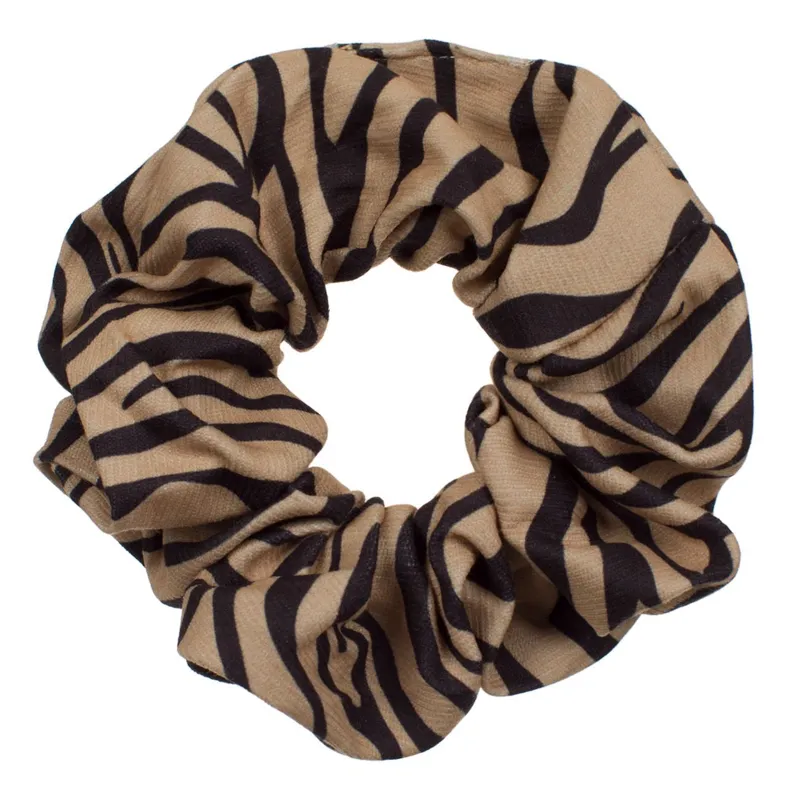 Elastic textil pentru păr, model zebra, bej și negru