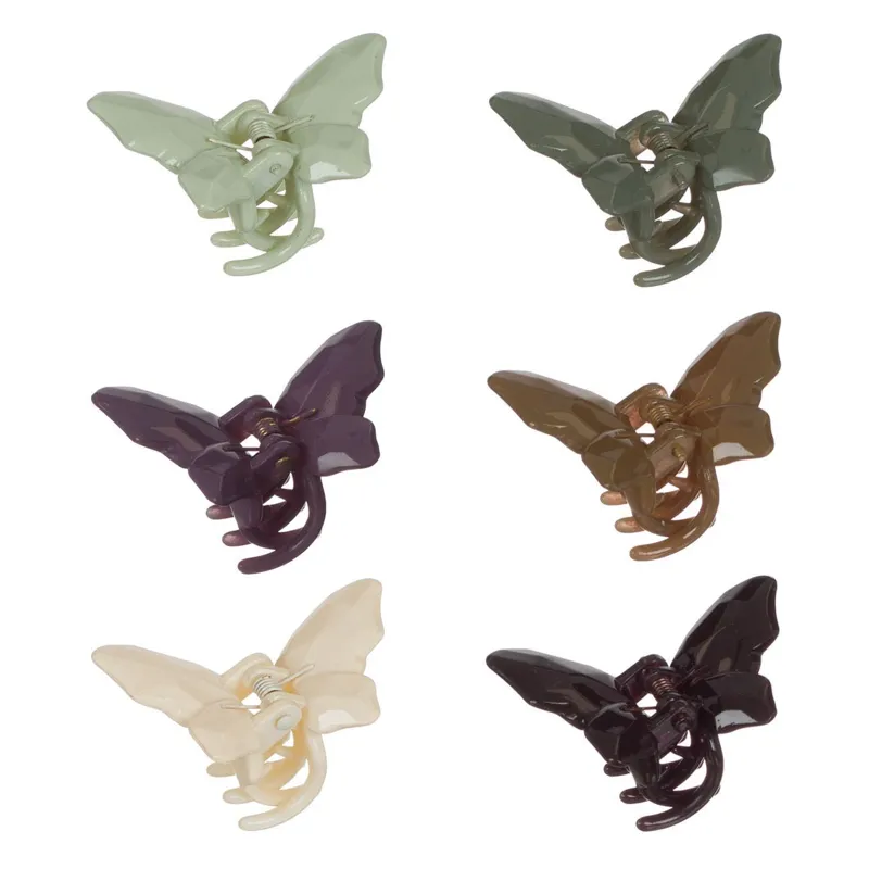 Clame de păr fluture, Set 6 buc, Multicolore, 4.5 cm