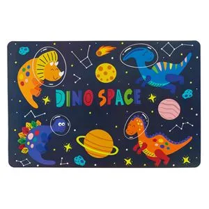 Suport farfurii pentru copii, model dinozauri în spațiu, 43.5x28.5cm, albastru închis