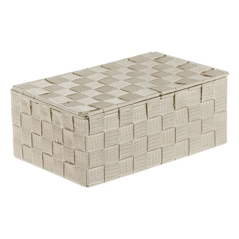 Cutie de depozitare metalică bej cu capac, 27.5x17.5x11cm