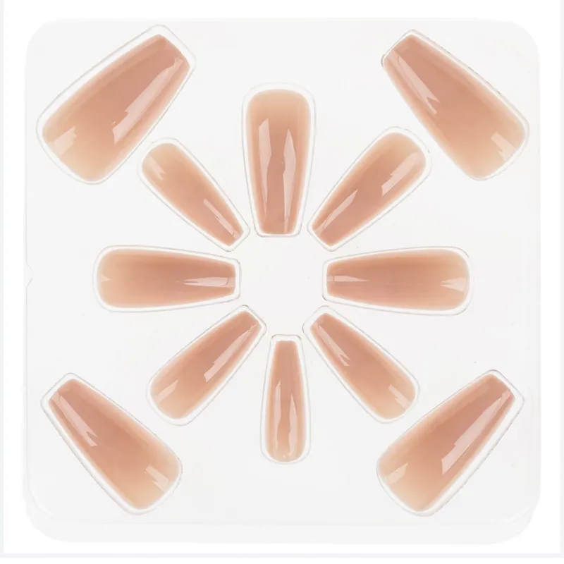 Set Unghii False cu Adeziv Nude Squared - 12buc