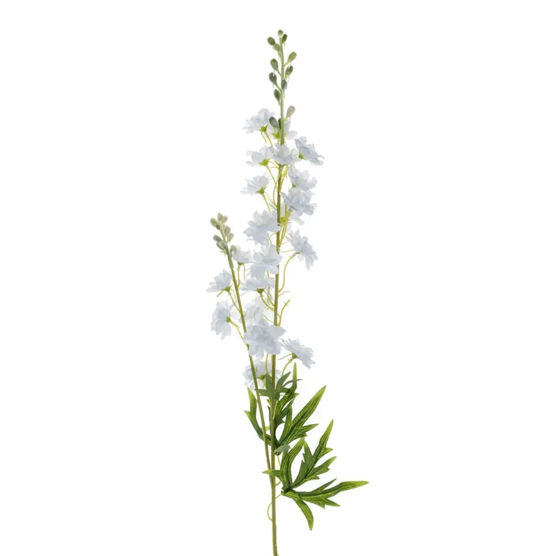 Creangă decorativă cu floare artificială albă Delphinium, 84 cm