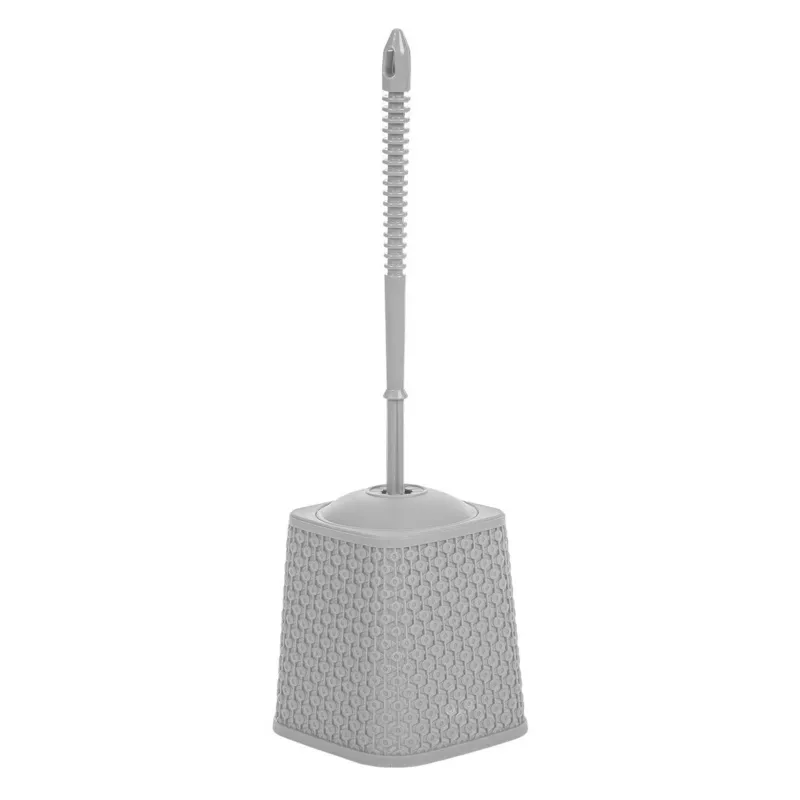 Perie WC din Plastic, Gri, 40cm, cu Maner Antiderapant si Design Diamond
