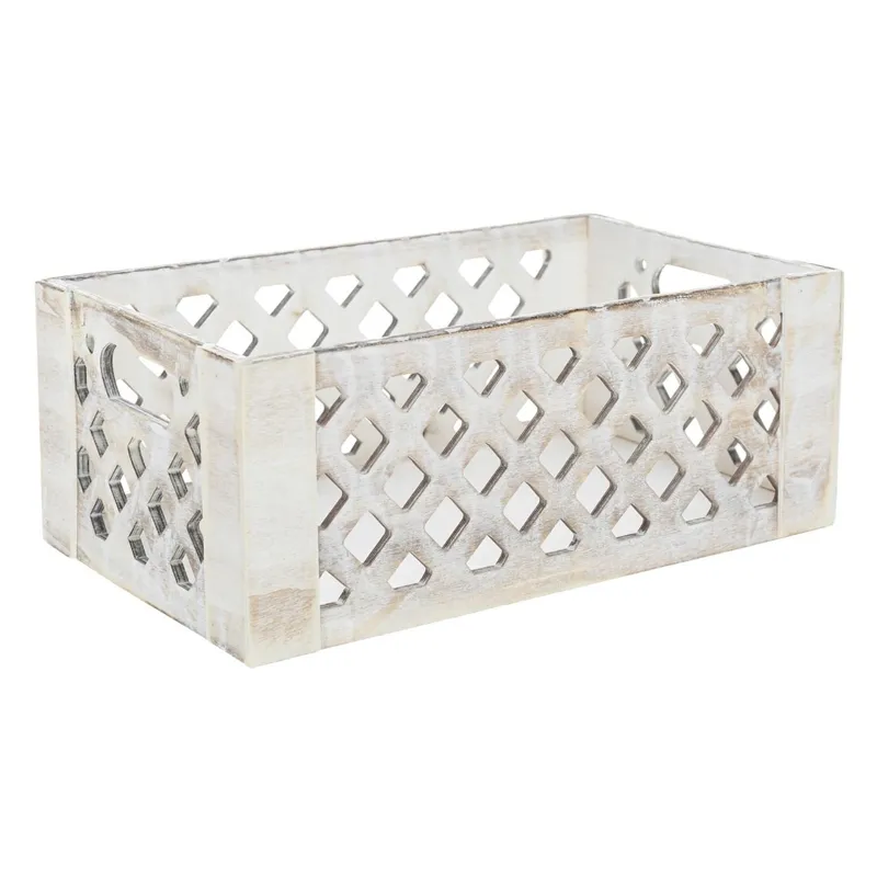 Ladă Decorativă Lemn Alb Brushed pentru Organizare și Stil