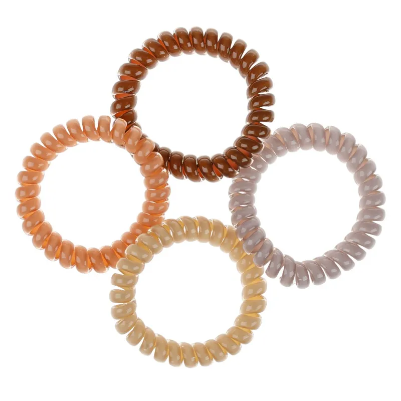 Elastice de par din plastic, Set 4 buc, Maro, Ecru, Lila