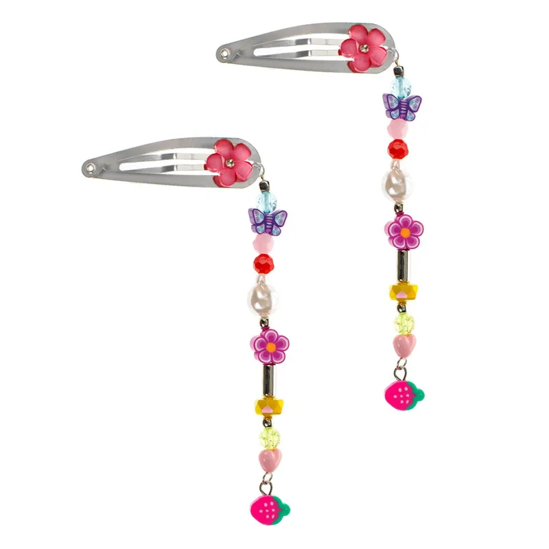 Clame de Par 3D Metal cu Margele Fimo pentru Artizanat Infantil