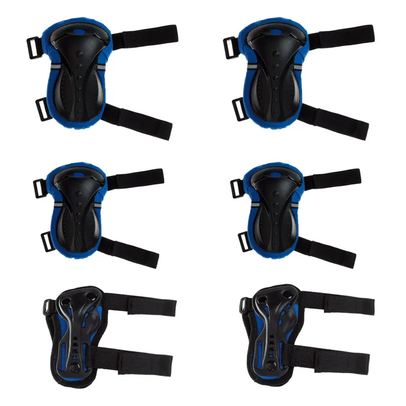 Set 6 piese echipament de protecție albastru cu genunchiere, cotiere și apărător