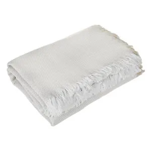 Cuvertura Decorativa Ecru cu Franjuri Albe, pentru Canapea, 230x180cm