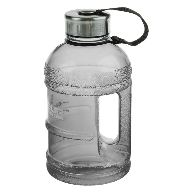 Sticlă de apă din plastic cu mâner și capac metalic, 1L, gri