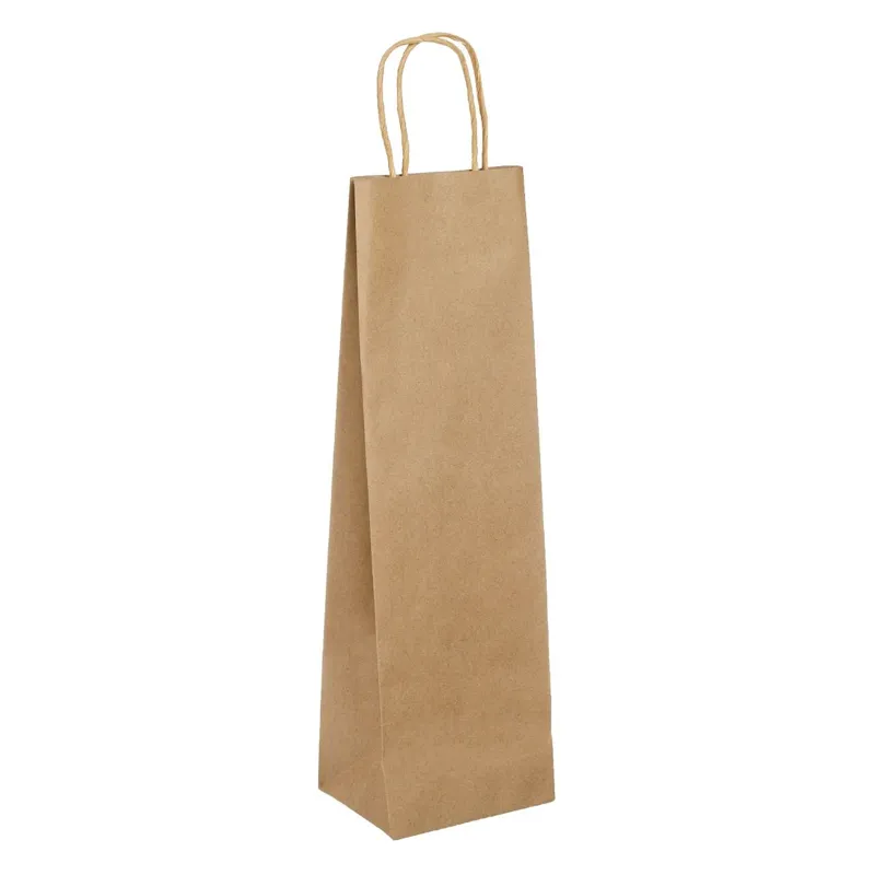 Sacos cadou din hartie kraft pentru sticle de vin, dimensiuni 12x39x9cm