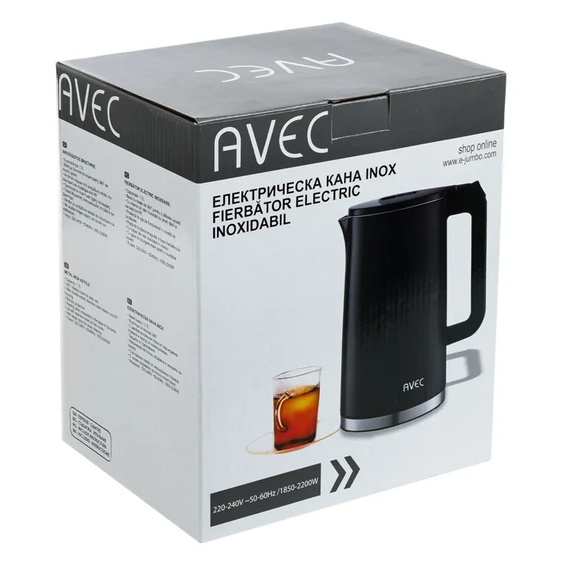 Fierbător de apă electric negru mat, 1.7L, 2200W – poza 3
