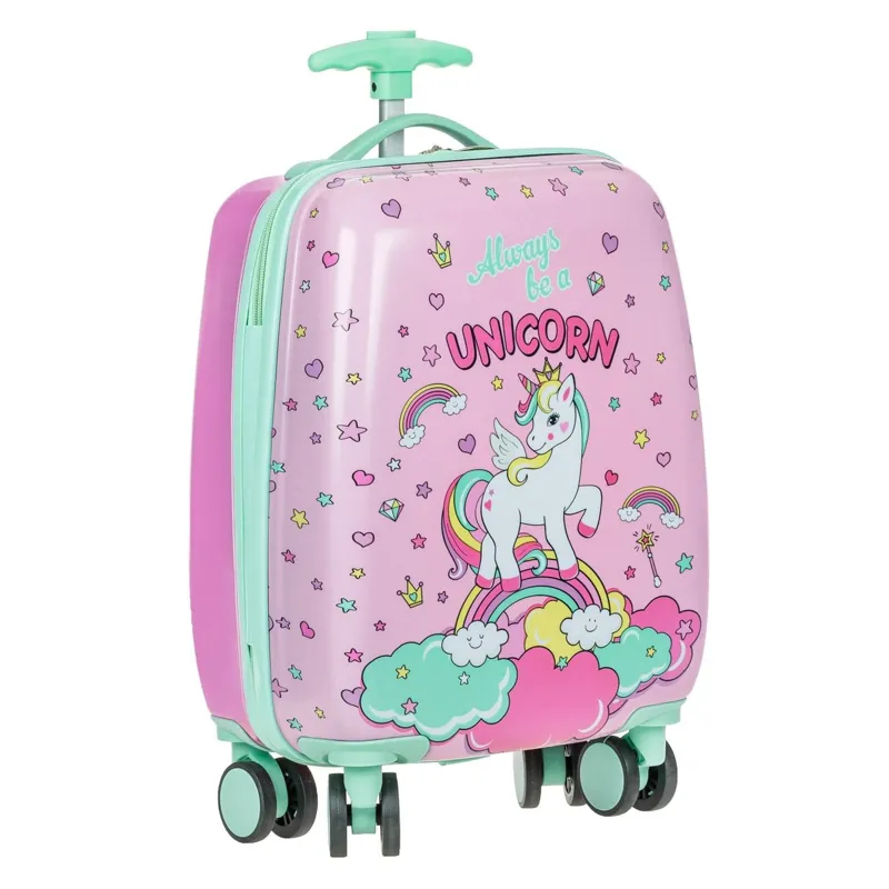 Troler Unicorn Roz Verde pentru Copii 22L - Calatorie Colorată