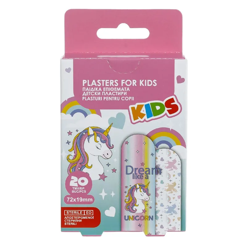Plasturi adezive pentru copii cu unicorn, Set 20 buc