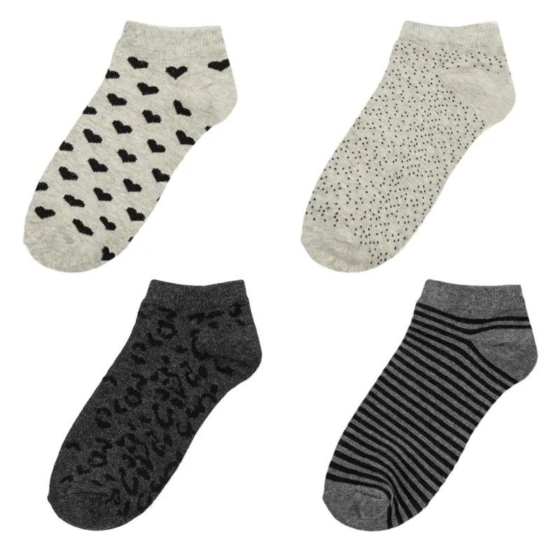 Șosete Femei Set 4 Perechi Animal Print Inimi Dungi Multicolor